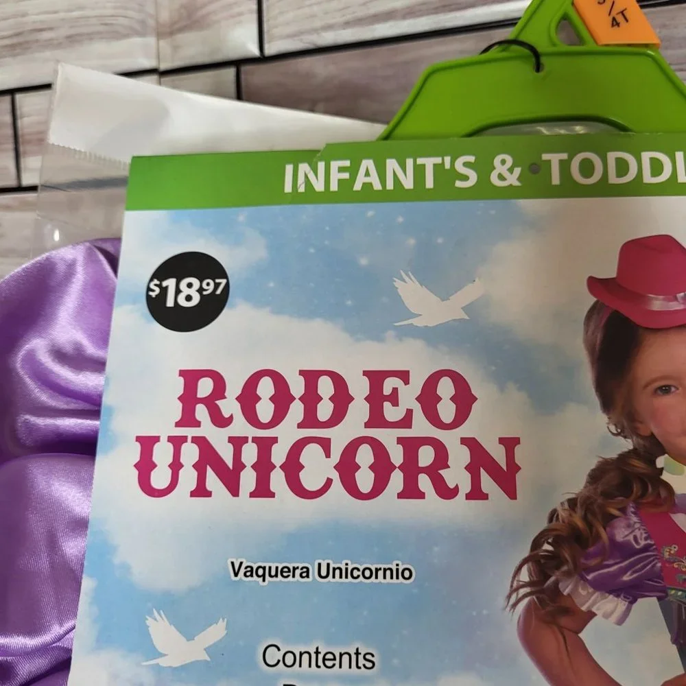 New Rodeo Unicorn Halloween Costume Toddler 3T-4T Colorful‎ Dress Up Outfit